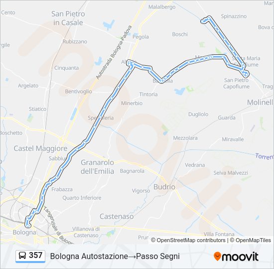 Percorso linea bus 357