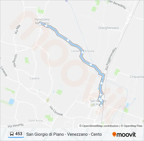 Percorso linea bus 453