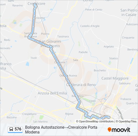 576 Route: Schedules, Stops & Maps - Bologna Autostazione‎→Crevalcore ...