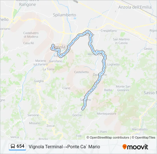 654 Bus Line Map
