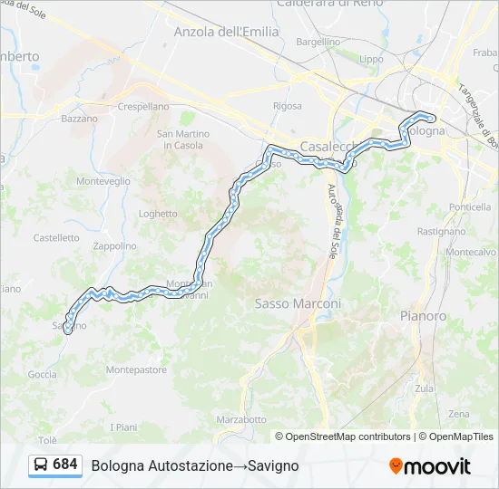 684 Bus Line Map