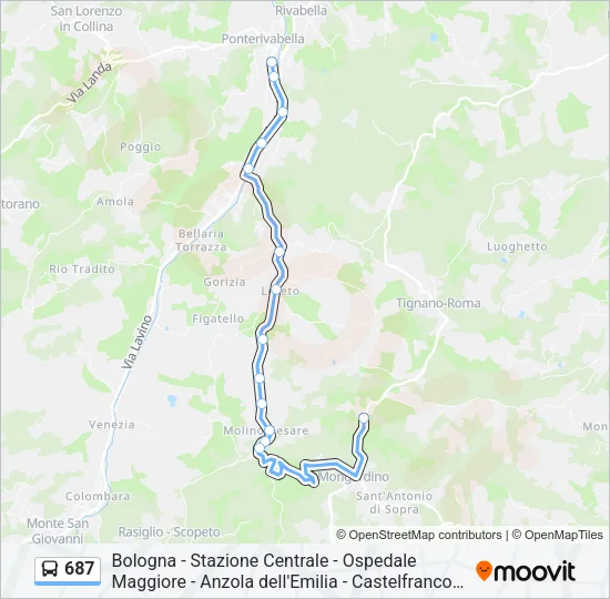 687 Bus Line Map