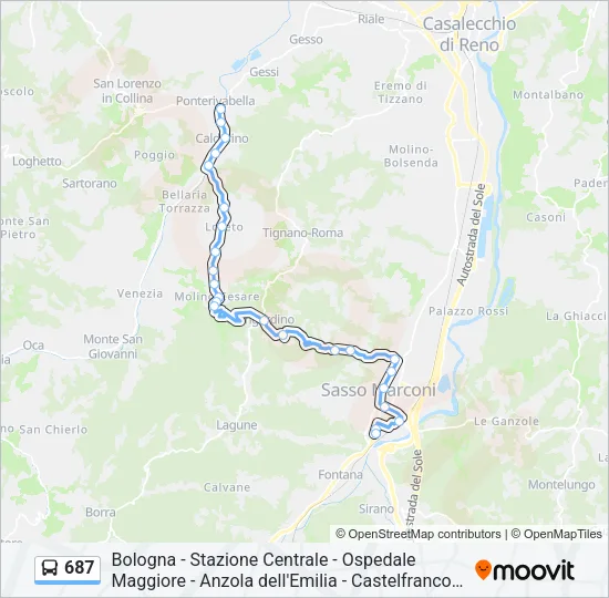 687 Bus Line Map