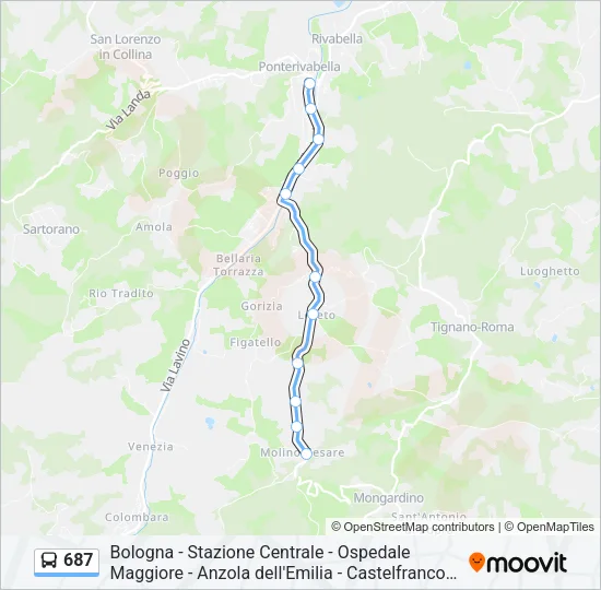 687 Bus Line Map
