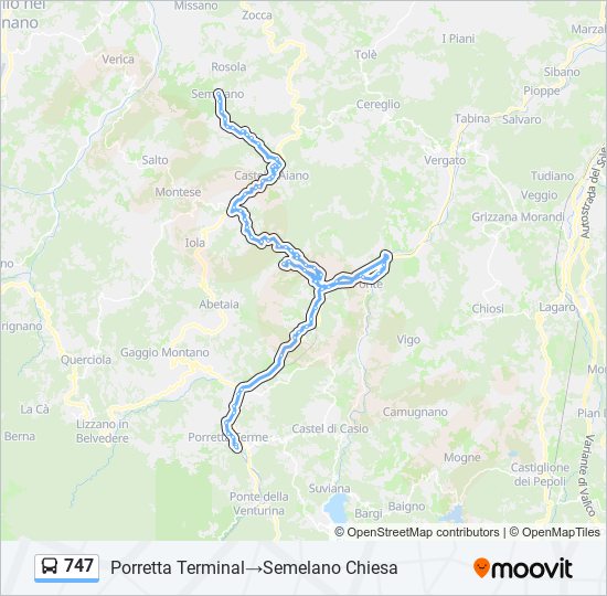 747 Route: Schedules, Stops & Maps - Porretta Terminal‎→Semelano Chiesa ...