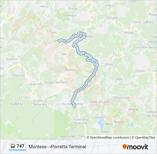 Percorso linea bus 747