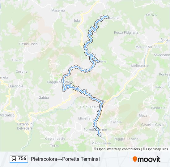 Percorso linea bus 756