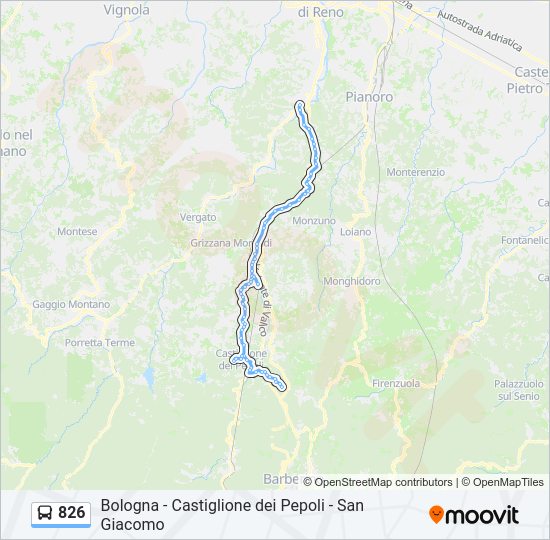 Percorso linea bus 826
