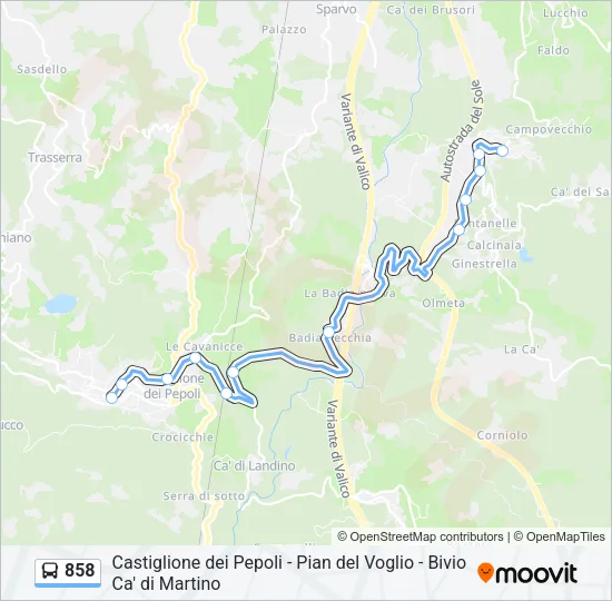 858 Bus Line Map
