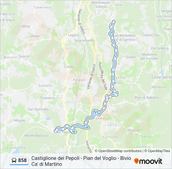 858 Bus Line Map