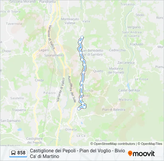 858 Bus Line Map