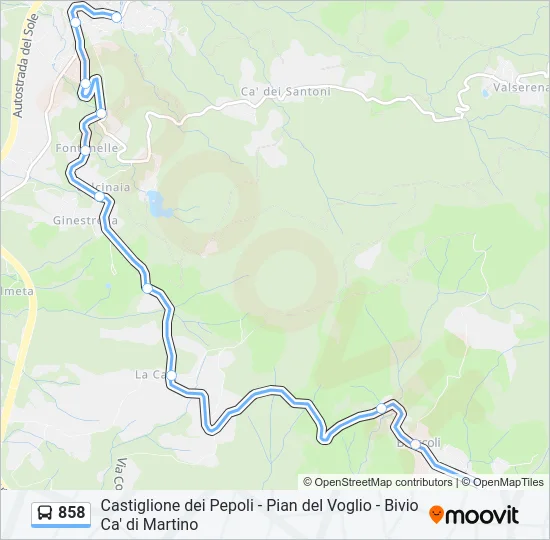 Percorso linea bus 858
