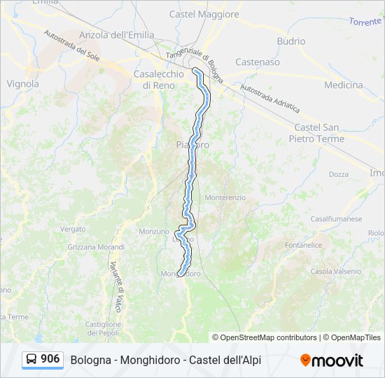 Percorso linea bus 906