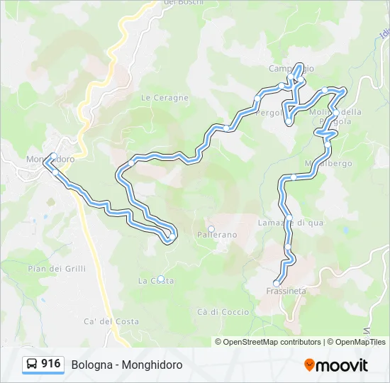 916 Bus Line Map
