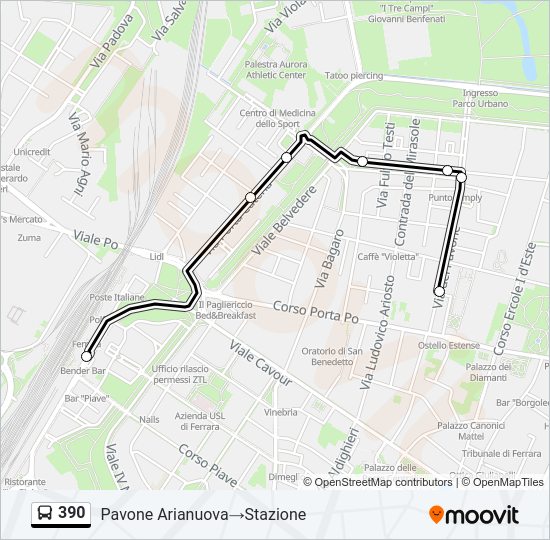 Percorso linea bus 390