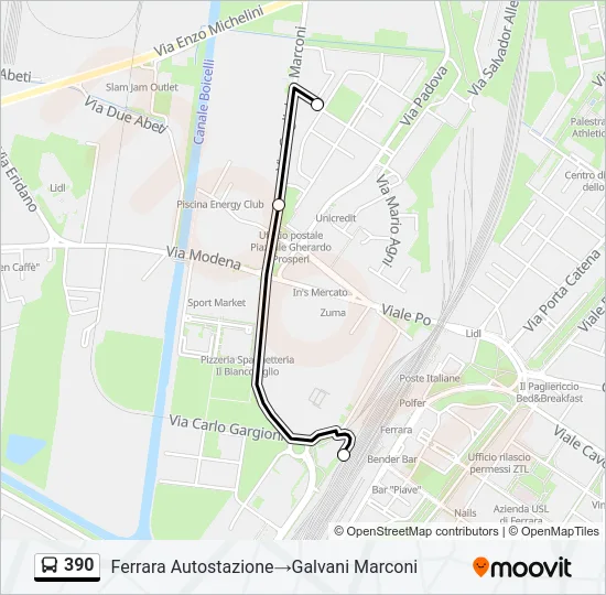 390 Bus Line Map