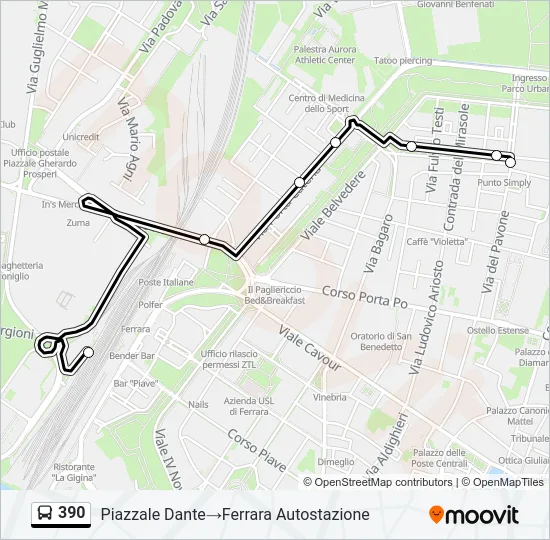390 Bus Line Map