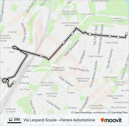 Percorso linea bus 390