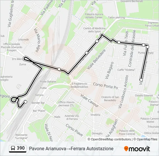 Percorso linea bus 390