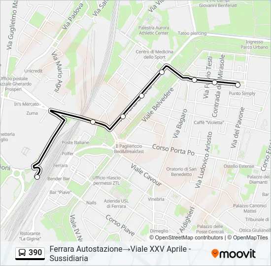 390 Bus Line Map