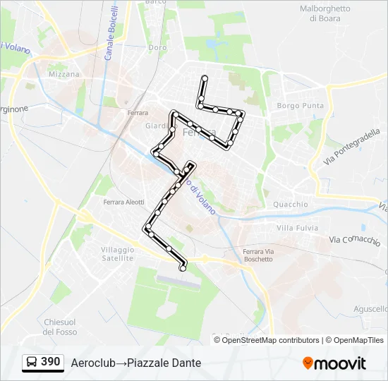 Percorso linea bus 390