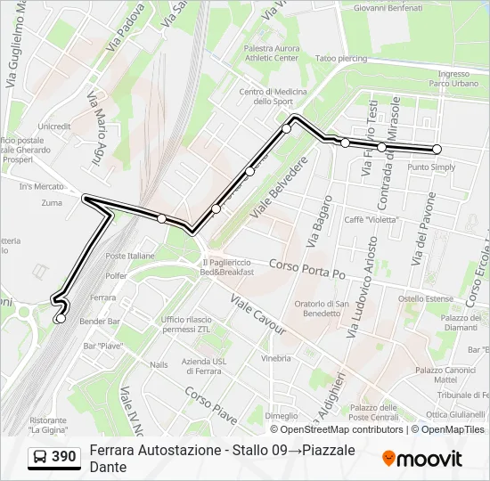 Percorso linea bus 390