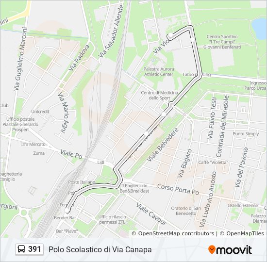 391 bus Line Map