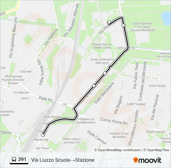 391 Bus Line Map