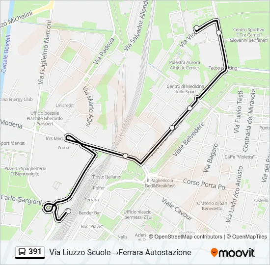 391 Bus Line Map
