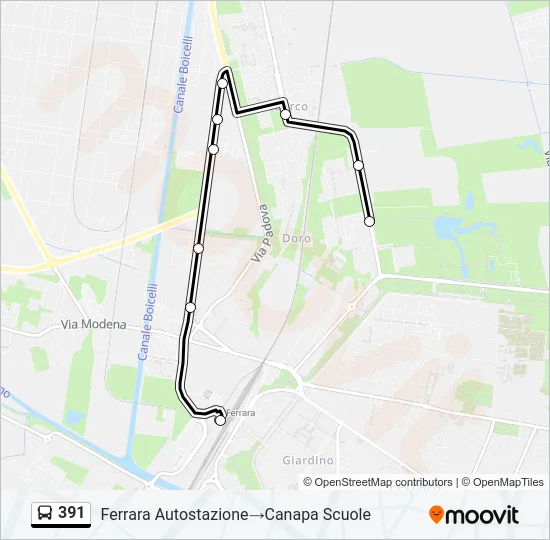 391 Bus Line Map
