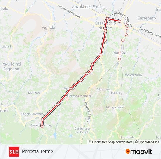 Percorso linea treno S1 A