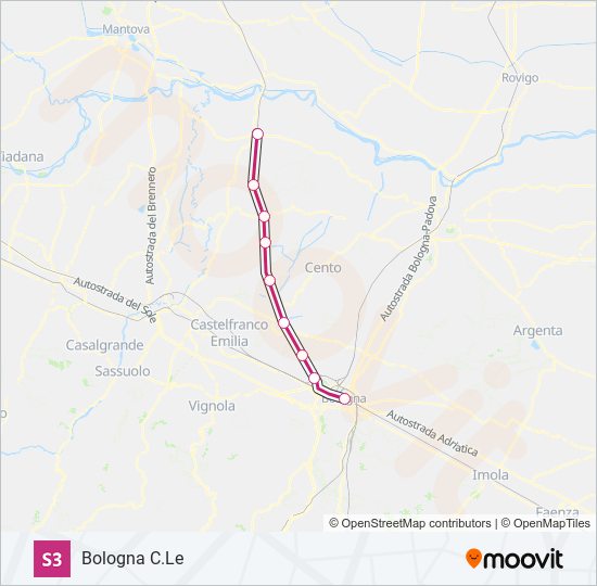 Percorso linea treno S3