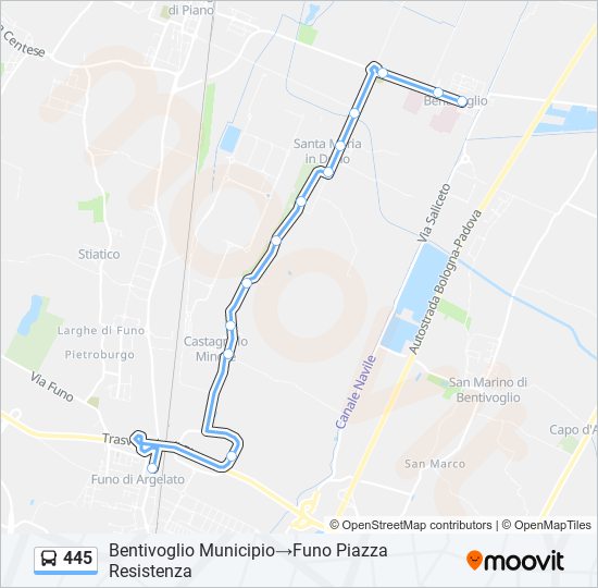 445 bus Line Map