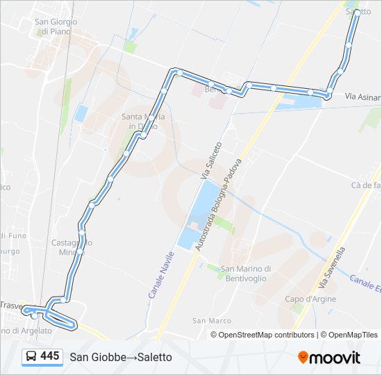 Percorso linea bus 445