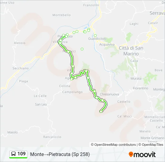 Percorso linea bus 109