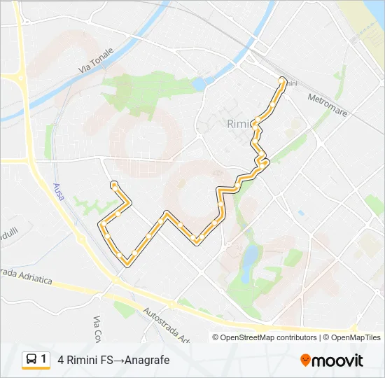 1 Bus Line Map