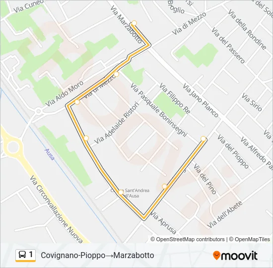 Percorso linea bus 1