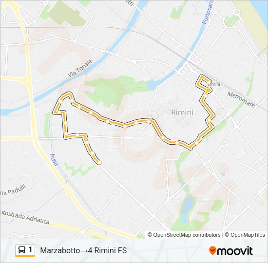 1 Bus Line Map