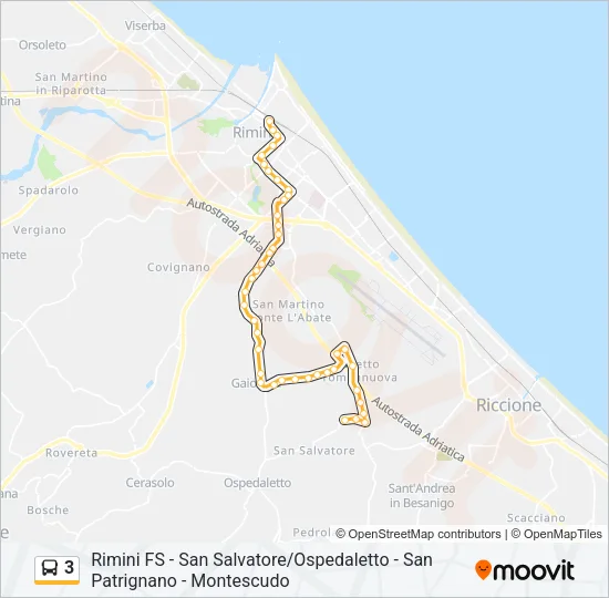 Percorso linea bus 3