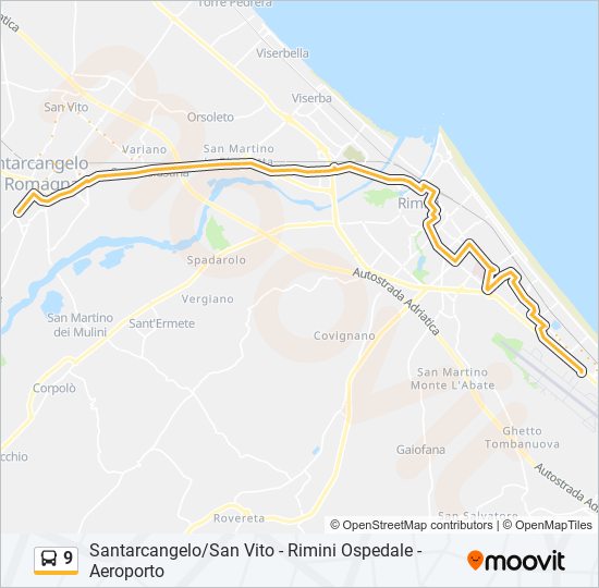 Percorso linea bus 9