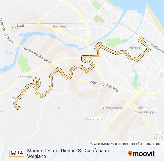Percorso linea bus 14