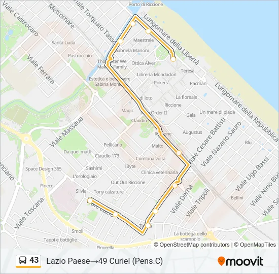 43 Bus Line Map