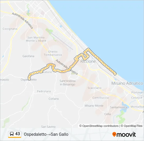 43 Bus Line Map