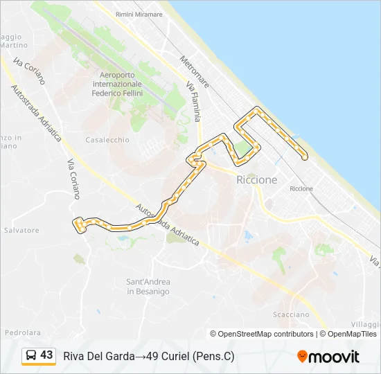 43 Bus Line Map