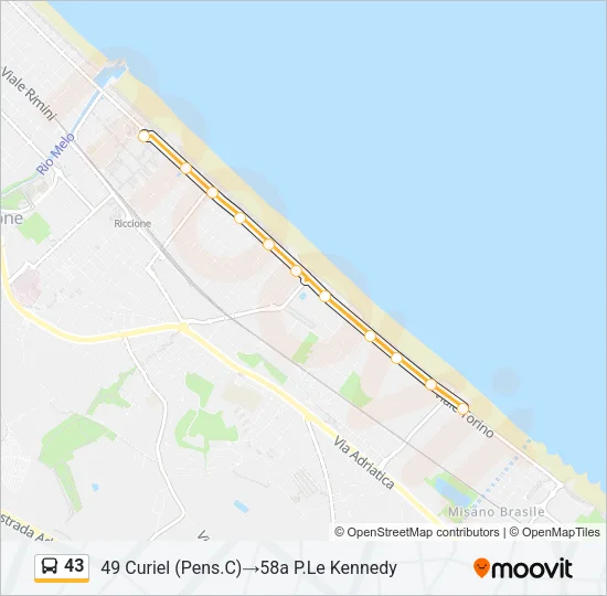 43 Bus Line Map