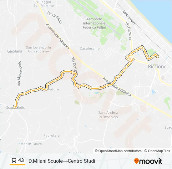 43 Bus Line Map