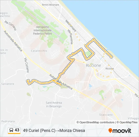 43 Bus Line Map