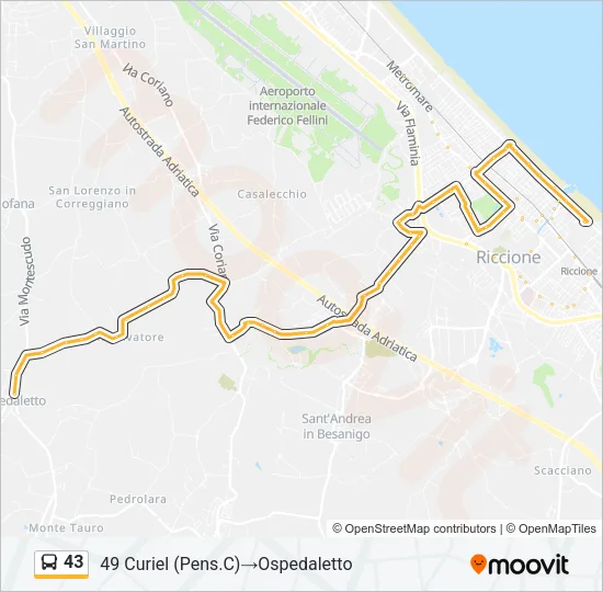 43 Bus Line Map