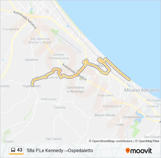 43 Bus Line Map