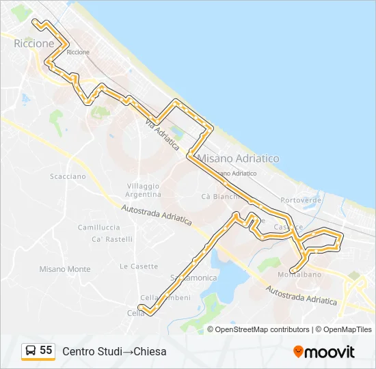 55 Bus Line Map